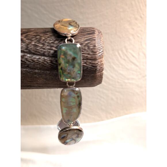 Sterling Silver Abalone Shell Toggle Bracelet - Picture 8 of 14